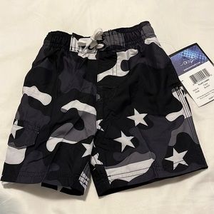 Kanu Surf black flag camo swim trunks